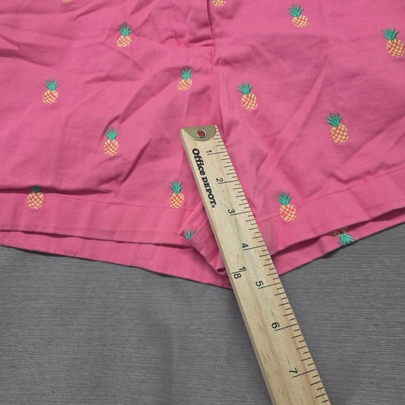 British Khaki Pink Pineapple Embroidered Chino Shorts Womens 8 Preppy Summer - Picture 4 of 6